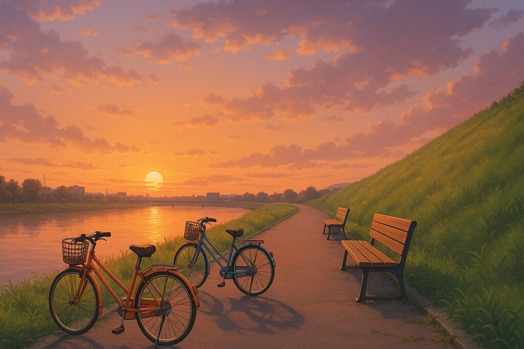 夕方の河川敷