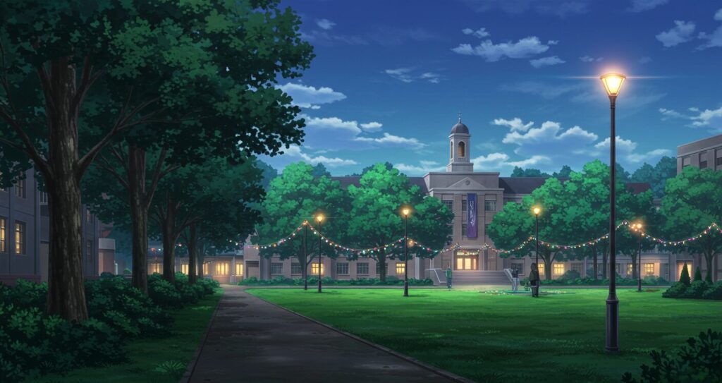 ぐらんぶる・夕暮れ時の大学キャンパス